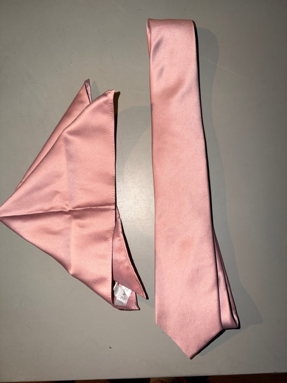 Azazie tie and pocket square in Dusty Rose